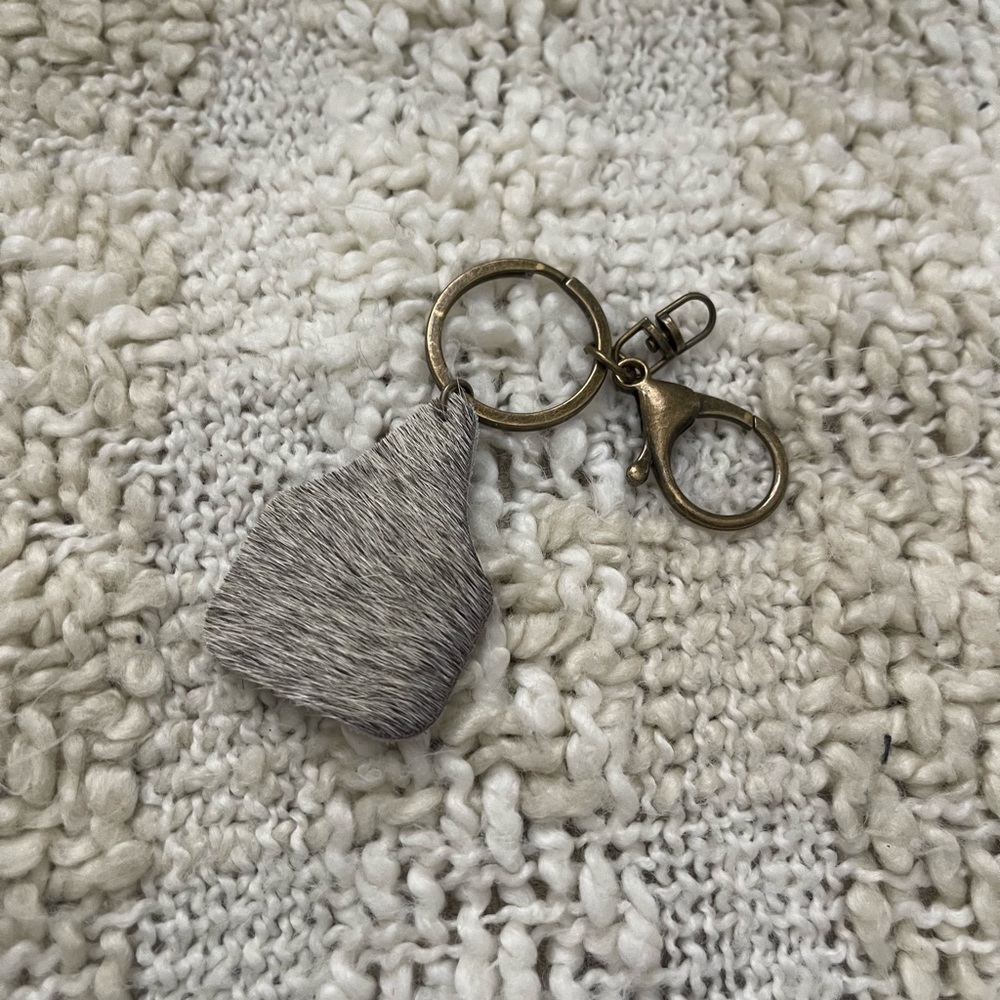 Animal Hide Cow Tag Keychain